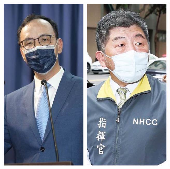 从左至右为国民党主席朱立伦、卫福部长陈时中。（中时资料照，合成照）
