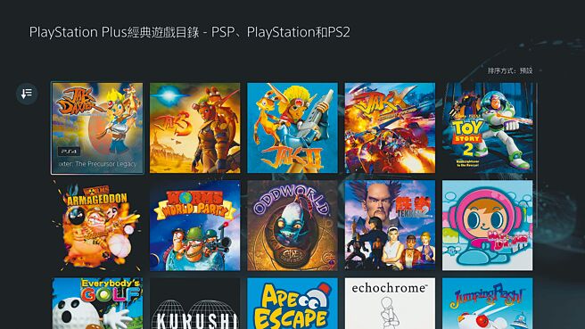 PlayStation Plus目前提供給高級會員的經典遊戲，包括PSP、PlayStation及PS2遊戲內容仍不多，不夠吸引老玩家。（翻攝PS5畫面）