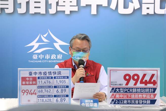 台中市副市长令狐荣达指出，台中逾250家院所提供「快筛阳经诊断即确诊」服务。（台中市政府提供／冯惠宜台中传真）