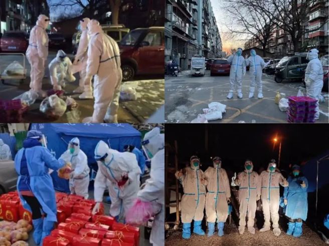 伍建瑞为社区居民发放物资。（图：台胞之家）