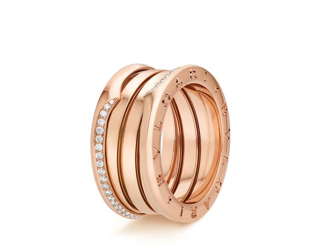 寶格麗B.ZERO 1系列玫瑰金三環戒指，約13萬7600元。（BVLGARI提供）