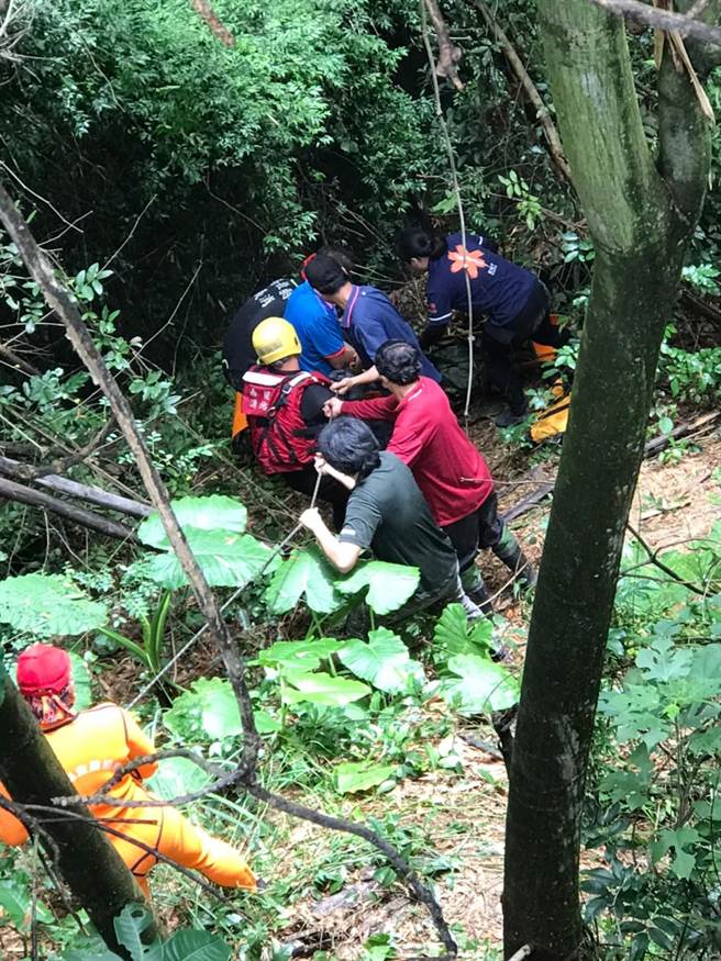 南投縣草屯鎮黃姓婦人昨天傍晚清理荔枝園旁圳溝雜草時落水失蹤，警消、義消展開搜救。（民眾提供）