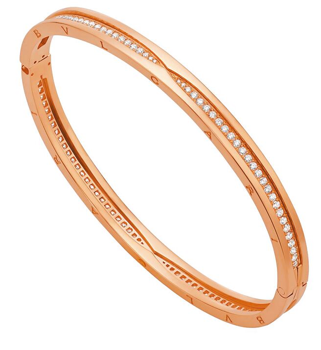 宝格丽B.zero1系列玫瑰金钻石手环，约38万2300元。（BVLGARI提供）