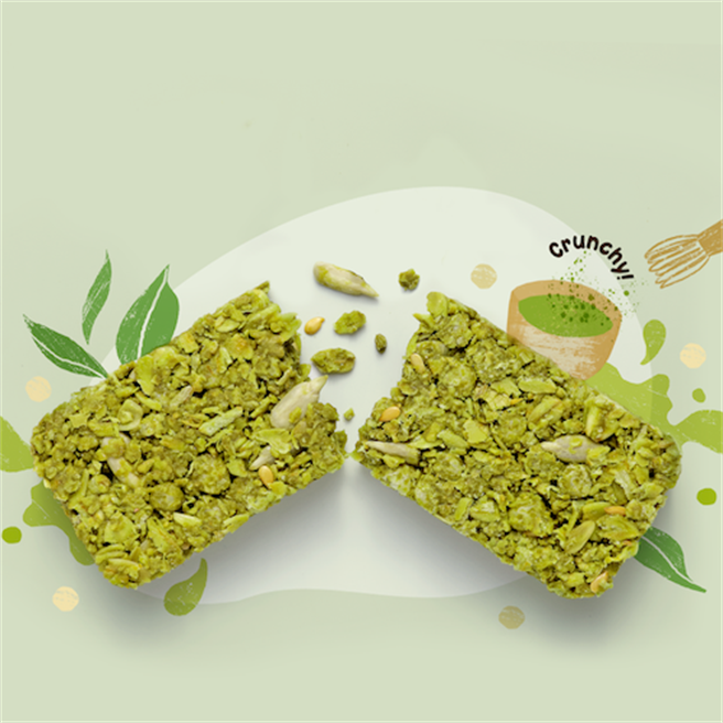 GRANOLA HOUSE宴麦森林 纤脆燕麦棒-玄米抹茶(内容物)。（GRANOLA HOUSE提供）