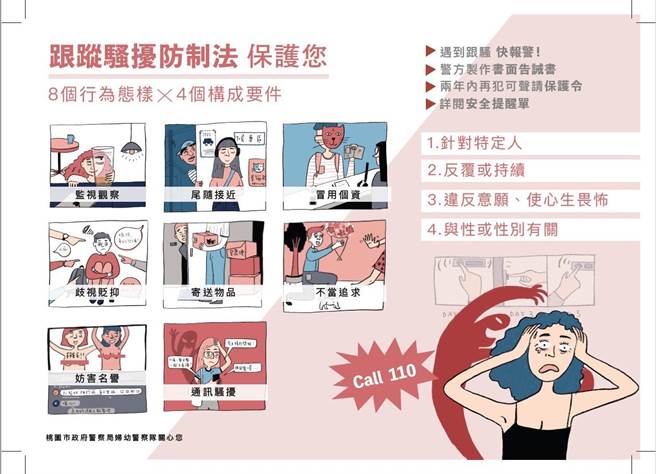 桃园市警局妇幼队与旅德插画家徐沛瑄合作，透过画笔让法律变得平易近人，让民眾一看就懂。（桃园市警局提供／陈梦茹桃园传真）