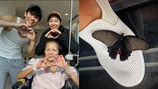 陈志强(左)和演员女友曾智希(右)，一起陪妈妈度过剩下的时光。(图/陈志强 IG)