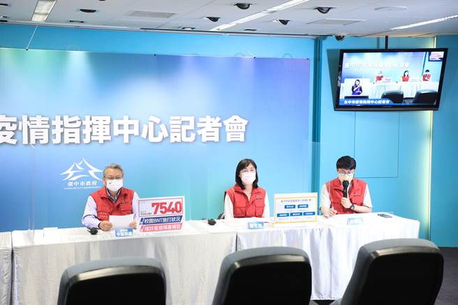 台中市30日召開疫情記者會，宣布新增7540例本土個案、10中重症、18死。（台中市政府提供／馮惠宜台中傳真）