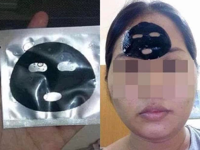 1名网友网购1组面膜，收到实物时发现「相当迷你」，面积只能够放在额头处，图片还附上文字「请把您的退货原因拍给我」笑翻网友。（翻摄自脸书「爆废公社」）