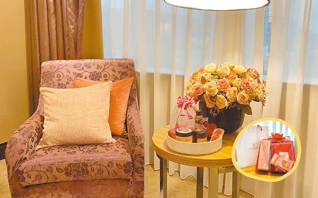 福容大饭店台北一馆携手The Body Shop与西班牙油保养品牌「铂翡斯Prophecy Morocco」推出联名住房专案，宾客可享受浪漫美好回忆。图／福容大饭店提供