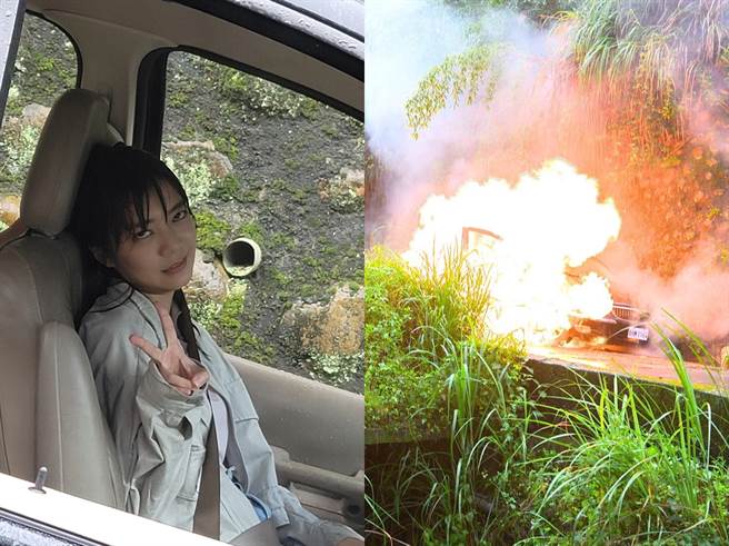 林雨宣拍山区撞车戏。（民视提供）