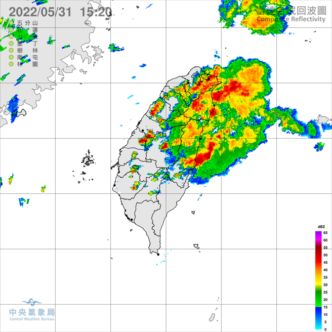 新北、基隆、花蓮豪雨，其中新北山區再發國家級警報，有暴雨發生機率。（氣象局提供）