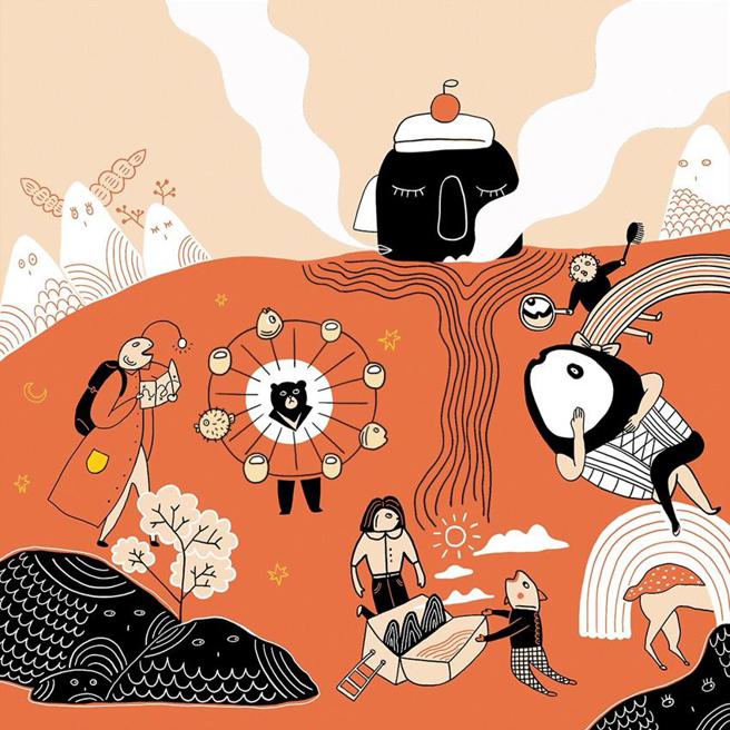 （台新Pay首创线上支付创新消费赠NFT，只送不卖。NFT设计檔为旅法插画家林佾勋创作的「唬你糊涂傻傻幸福」动态NFT。图／台新银行提供）