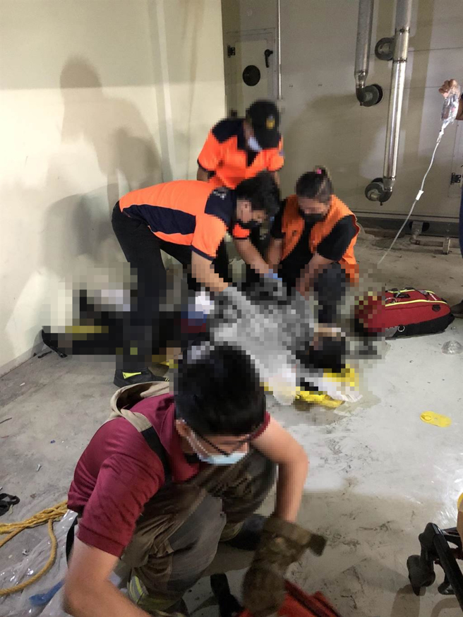 南科聯電新建廠區外包工墜落地下室，送醫不治。（讀者提供／劉秀芬台南傳真）