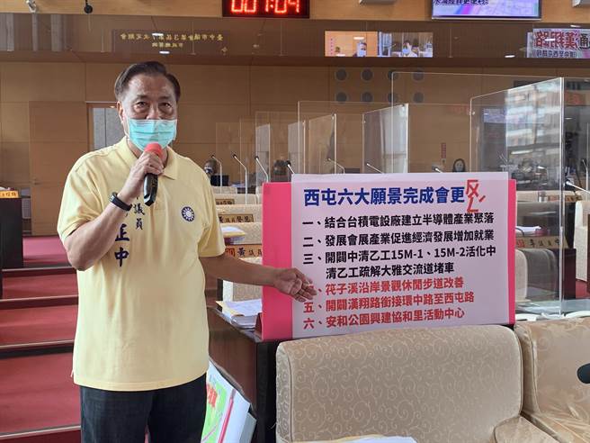 台中市議員楊正中表示，配合台積電擴廠落腳台中，爭取設置半導體產業園區。(林欣儀攝)