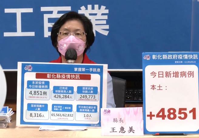 彰化县长王惠美说明疫情。（吴敏菁摄）