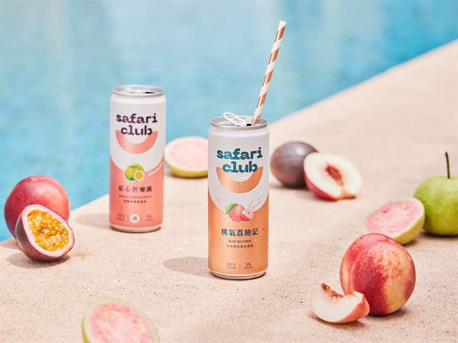金车Safari Club「桃气荔险记」（右）全新登场！经典的「红心芭乐园」（左）口味持续热卖中。（金车提供）