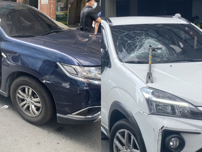 西门町今（1）下午3时传出枪响2声，新北市刑大与永和侦查队在侦办刑案时遭1辆嫌犯驾驶的轿车追撞，1名员警随即对空鸣枪，并逮捕一名犯嫌。(民眾提供)