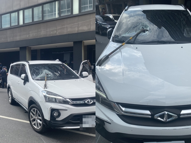 西门町今（1）下午3时传出枪响2声，新北市刑大与永和侦查队在侦办刑案时遭1辆嫌犯驾驶的轿车追撞，1名员警随即对空鸣枪，并逮捕一名犯嫌。(民眾提供)