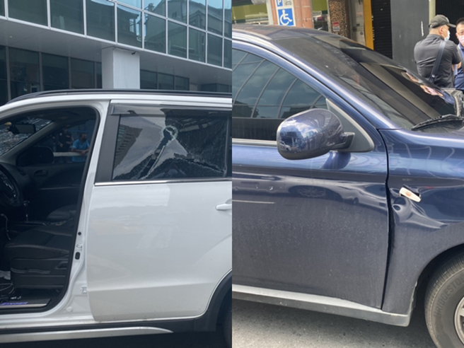 西门町今（1）下午3时传出枪响2声，新北市刑大与永和侦查队在侦办刑案时遭1辆嫌犯驾驶的轿车追撞，1名员警随即对空鸣枪，并逮捕一名犯嫌。(民眾提供)