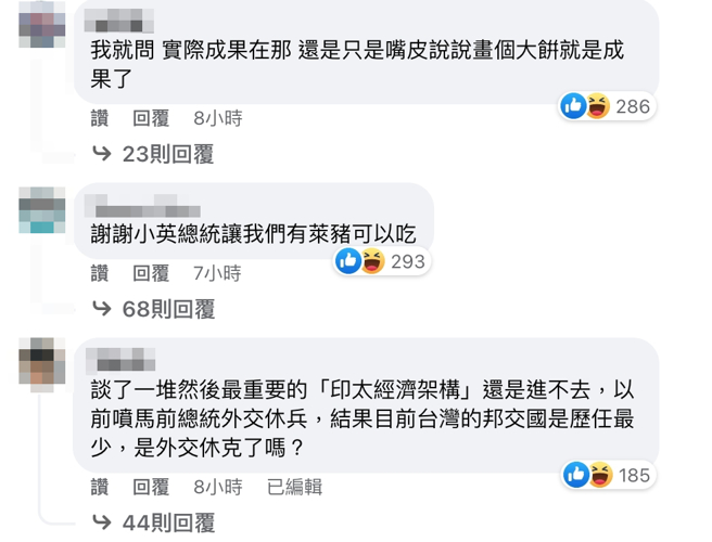 臉書網友留言。（圖／翻攝自蔡英文臉書）