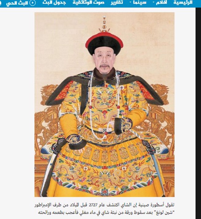 2022年4月2日，半岛纪录片频道官网上，对一部纪录片《茶叶——中国饮料征服世界的故事》进行截图介绍。（作者提供）