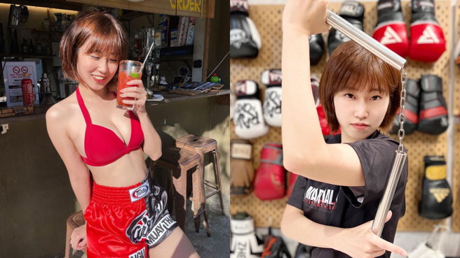 泰拳正妹Bonbon登上表特版，不仅只有美貌和上围惊人，身上六块肌肉线条更令人惊嘆不已。(图/Bonbon IG)