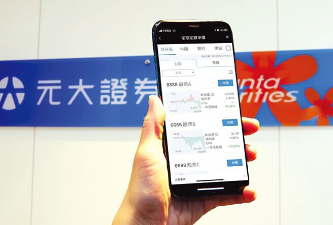 元大证券推台股定期定额手续费优惠，在投资先生APP上即可完成交易。图／元大证券提供