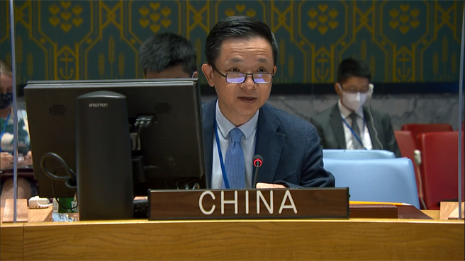 大陆常驻联合国副代表戴兵在安理会严厉批驳美英代表无理指责新疆问题。（中国常驻联合国代表团资料照）