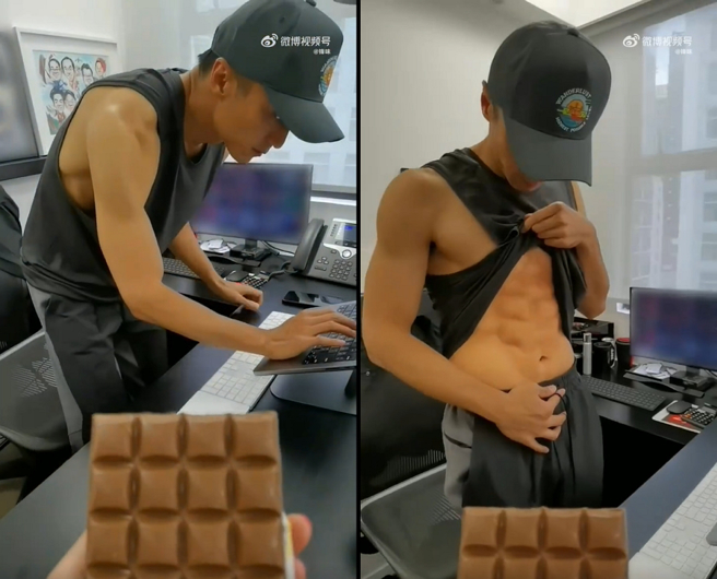 谢霆锋大方秀巧克力腹肌，女粉丝全沦陷。(图/ 摘自谢霆锋微博)