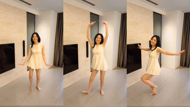 吕文婉跳起《爱你》舞步顺畅俐落。(图/吕文婉 FB)