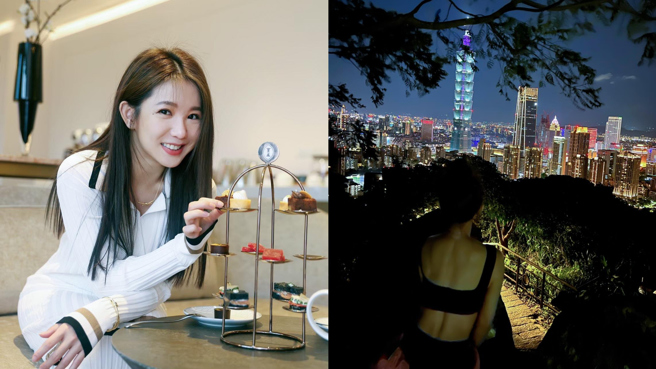 郭书瑶昨日找来好友杨晴一同登象山，但她看到杨晴所拍的照片却傻眼。（图／FB@郭书瑶）