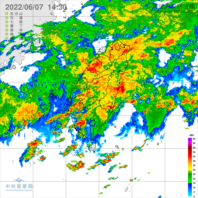 鋒面影響，易有短延時強降雨。(氣象局提供)