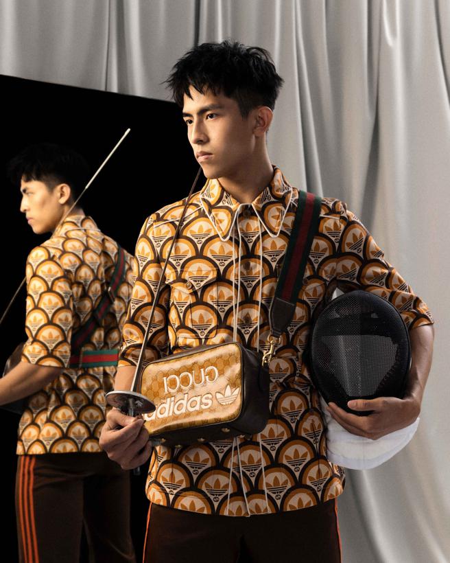 擊劍運動員陳致傑，搶先演繹adidas x Gucci聯名系列。（Gucci提供）