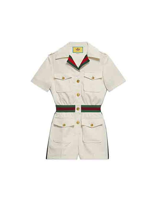 adidas x Gucci聯名系列白色連衣褲，9萬4200元。（Gucci提供）