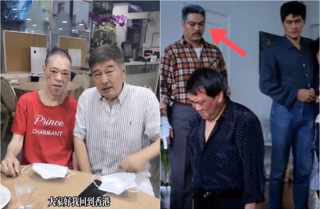 77岁丛金贵（红衣）瘦到皮包骨、眼神呆滞，与昔日模样（格子衬衫）差很大。（图／取材自林威抖音）