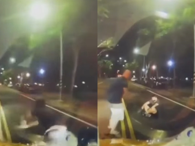1名驾驶开车左转时未注意前方有名男子在斑马线上行走，直接朝男子迎面撞上，男子遭撞后全身趴在挡风玻璃被拖行一小段距离，最后喷飞出去。（翻摄自脸书「八卦村 - 行车纪录器影片上传中心」）