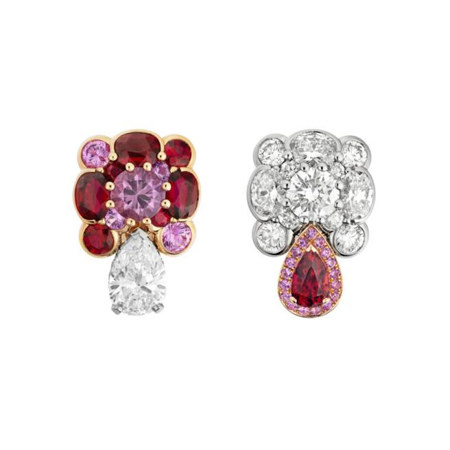 香奈儿为庆祝芳登广场旗舰店开幕，推出《Les Bijoux de Mademoiselle》限定珠宝，图为Rouge Contraste红宝石耳环。（CHANEL提供）