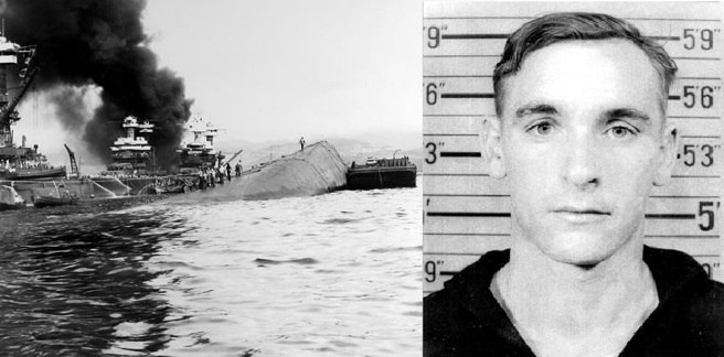 珍珠港事变，遭日军击沉的奥克拉荷马号，以及殉难水手吉尔伯特。(图/美国海军)