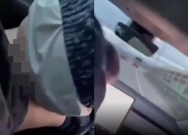 特斯拉男日前因充电纠纷向车友「开BB抢」，如今又被网友爆料在车上「连结人妻」。（翻摄自爆料公社APP）