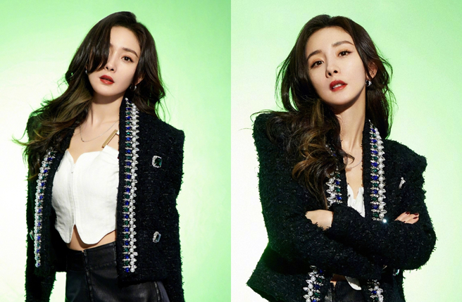 杨幂在脱口秀透露自己过去曾被通知涉嫌金融诈骗贷款，不出席法院庭审还可能被拘捕。（图／杨幂工作室微博）