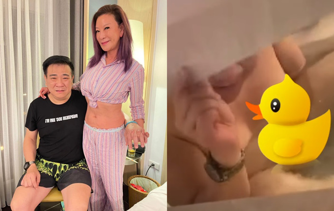 白云曾晚上追到杨绣惠台中的住处，还在浴室泡澡，被杨绣惠拿手机拍下。（图／FB@杨绣惠；YT@命运好好玩）