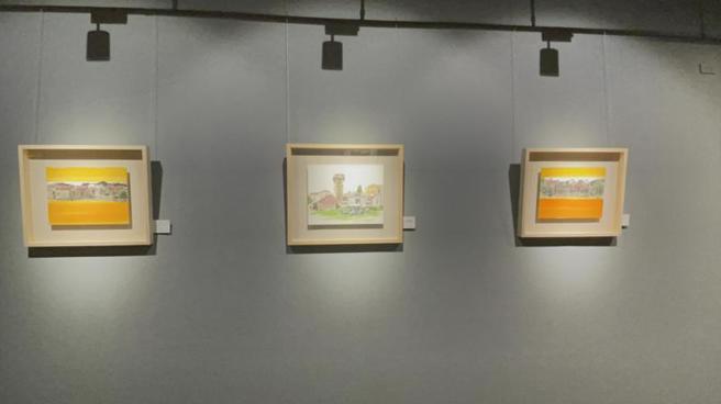 「福临美至－2022廖修平作品金门展」在金门县文化局登场，展出国际知名版画家廖修平各时期65幅作品。图为廖修平2015年到金门写生的绘画小品。（图 / 中央社）