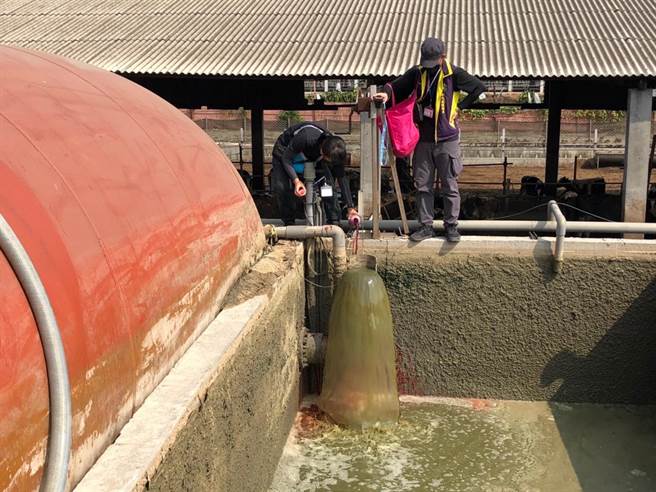 彰化县环保局查核畜牧业者废污水排放设备。（彰化县环保局提供／吴敏菁彰化传真）