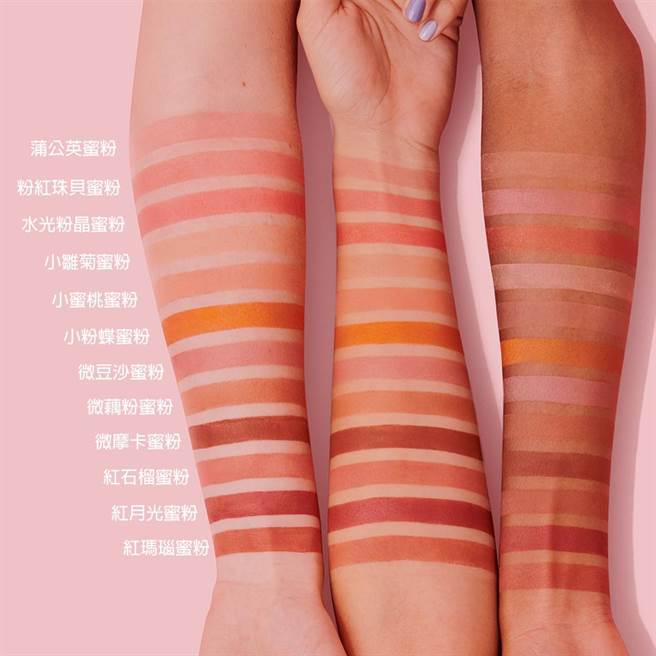 benefit梦游仙境蜜粉盒试色照。（benefit提供）