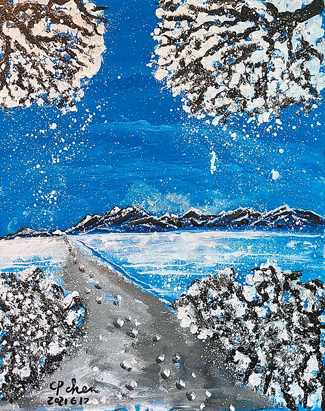 陈持平以「白雪歌送武判官归京」为创作灵感，共创作出11幅作品，此为其中一幅。图／陈持平艺廊提供