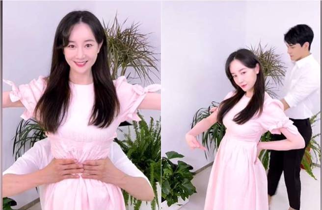 張檬撇懷孕。（圖／取材自張檬小五夫婦抖音）