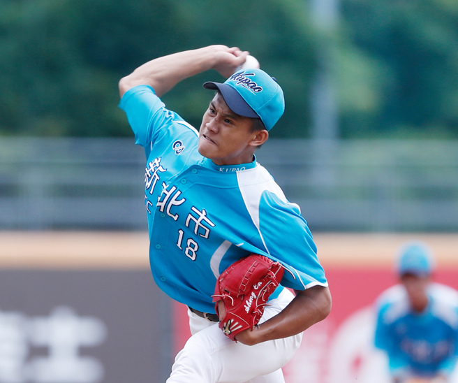 新北市林盛恩繳出7局完封勝。（陳怡誠攝）