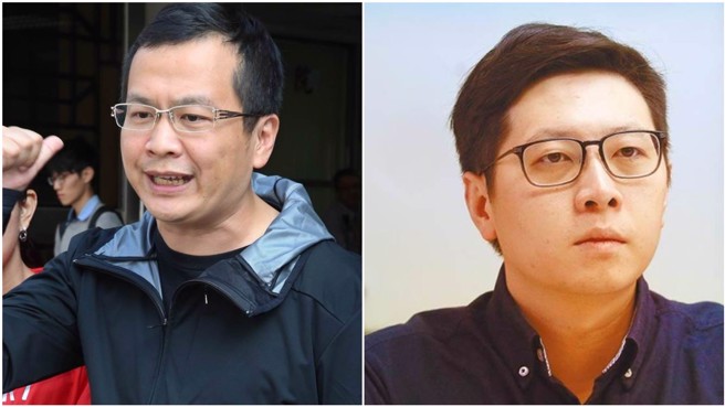 王浩宇(右)po出遭惡意修改的羅智強(左)圖卡，用來抹紅馬英九，被羅智強抓包。（資料照片）