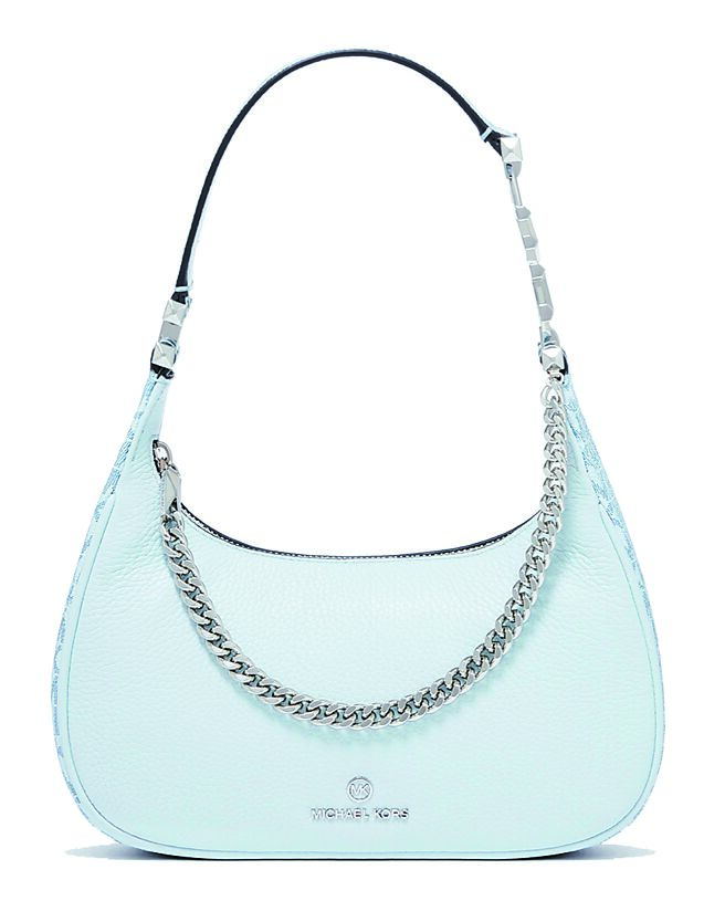 MICHAEL KORS Piper皮革腋下包，天空蓝，1万5300元。（MICHAEL KORS提供）