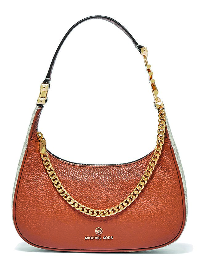 MICHAEL KORS Piper皮革腋下包，焦糖棕，1万5300元。（MICHAEL KORS提供）